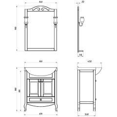 Комплект мебели ASB-Woodline Флоренция витраж 65 белый массив ясеня