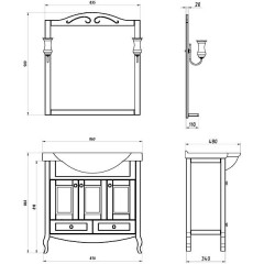 Комплект мебели ASB-Woodline Флоренция витраж 85 белый массив ясеня