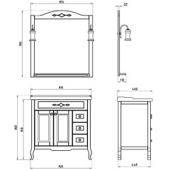 Комплект мебели ASB-Woodline Флоренция квадро 80 чёрный массив ясеня