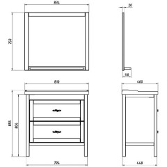 Комплект мебели ASB-Woodline Римини 80 бук тироль массив ясеня