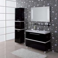 Комплект мебели Акватон Турин 100 чёрный с белой панелью