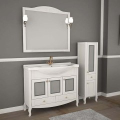 Комплект мебели ASB-Woodline Флоренция витраж 105 белый массив ясеня