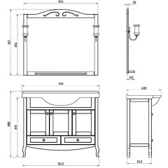 Комплект мебели ASB-Woodline Флоренция витраж 105 белый массив ясеня