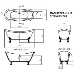 Ванна акриловая Magliezza Julia CR 175x73