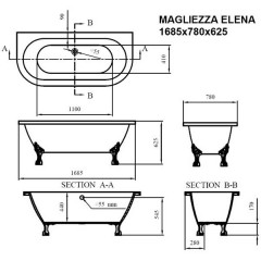 Ванна акриловая Magliezza Elena BR 168,5x78