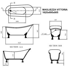 Ванна акриловая Magliezza Vittoria RAL DO 162,5x69,5