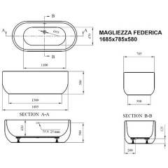 Ванна акриловая Magliezza Federica RAL 168,5x78,5