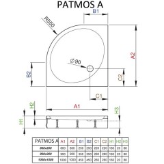 Поддон акриловый Radaway Patmos A 80 4S88155-03