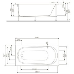 Панель боковая для ванны Am.Pm Joy W85A-170-070W-S