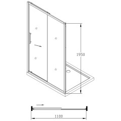 Душевая дверь SSWW LA60-Y21 1100x1950 R